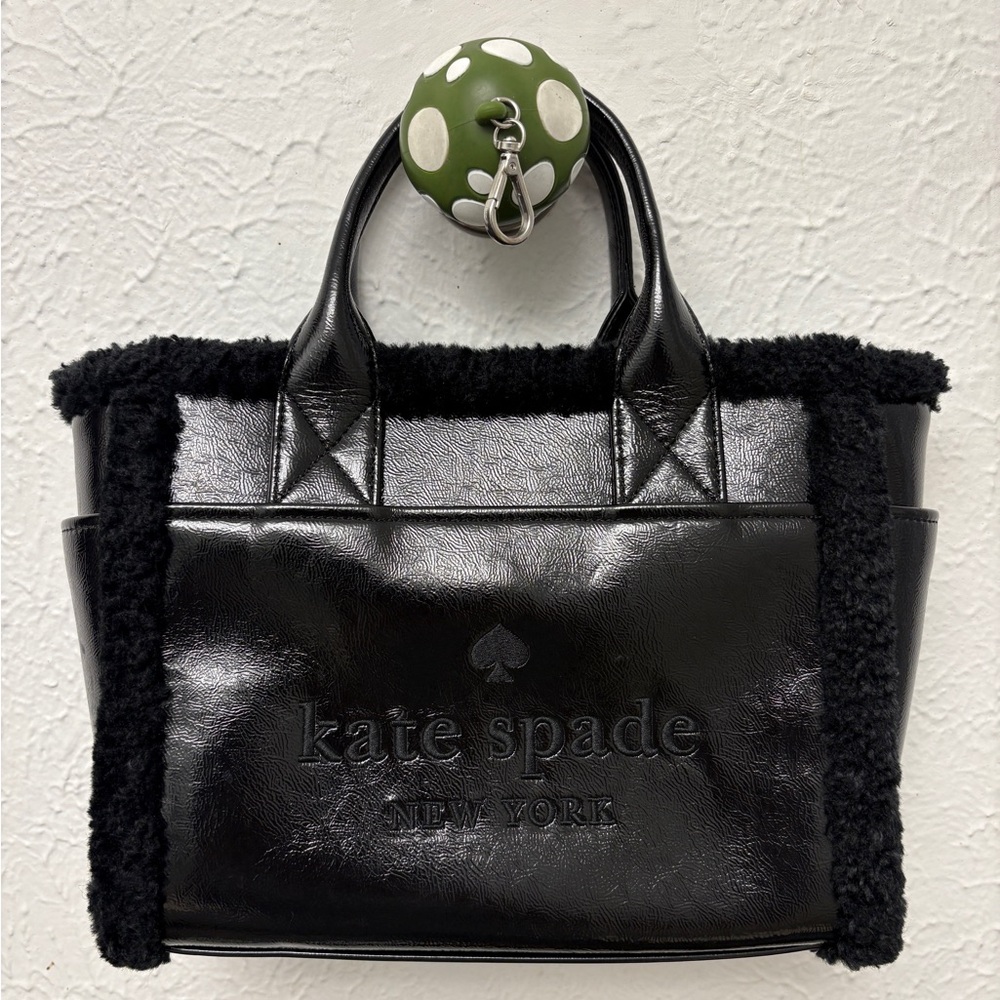 Kate Spade Black Faux Fur Trim Tote